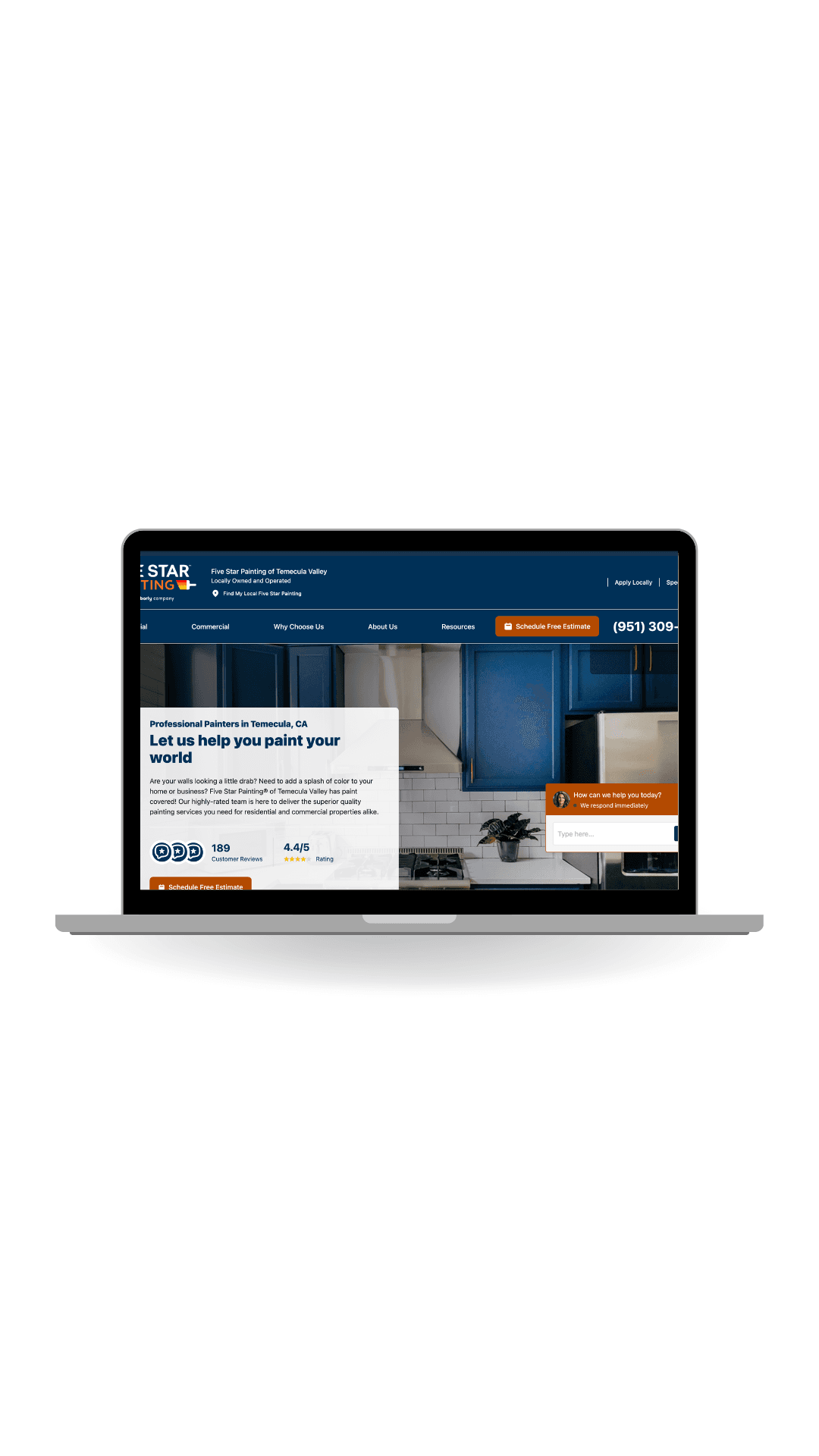 Five Star Painting of Temecula Valley website built by Celer